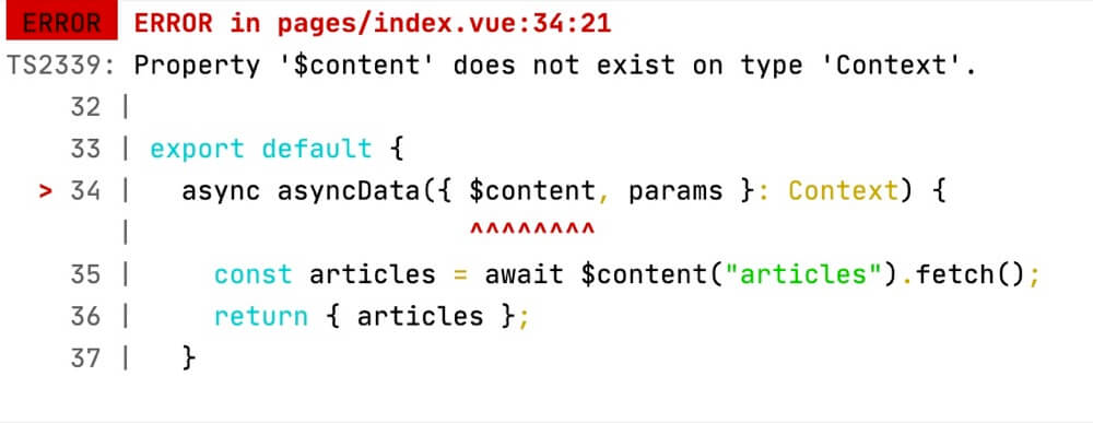 Property '$content' does not exist on type 'Context'.