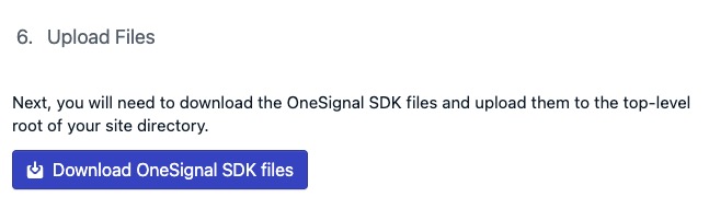OneSignal公式ページのSDKファイルをダウンロードボタンからサービスワーカーファイルをダウンロードする